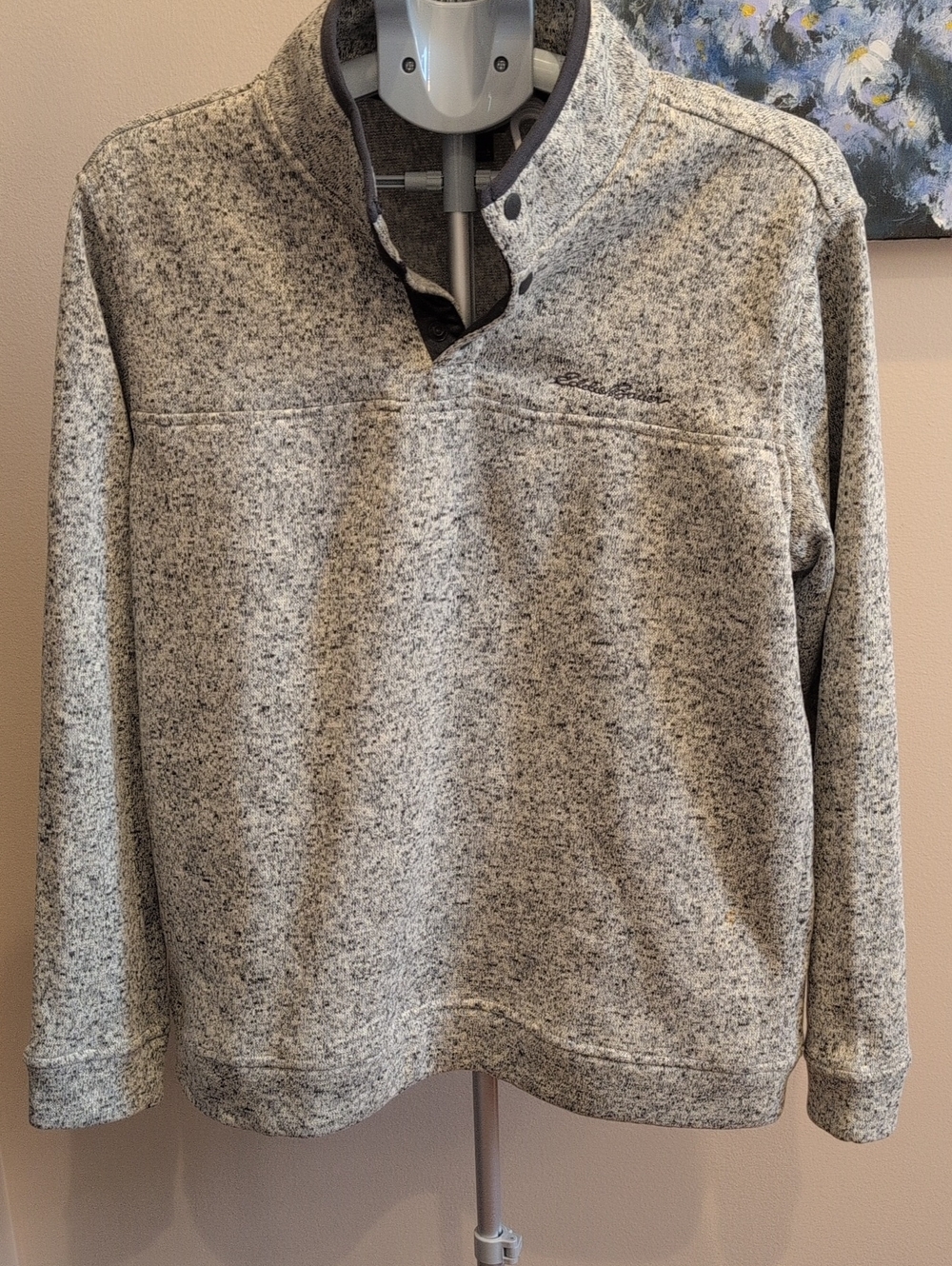 Eddie Bauer Heather Gray Snap Up Sweater